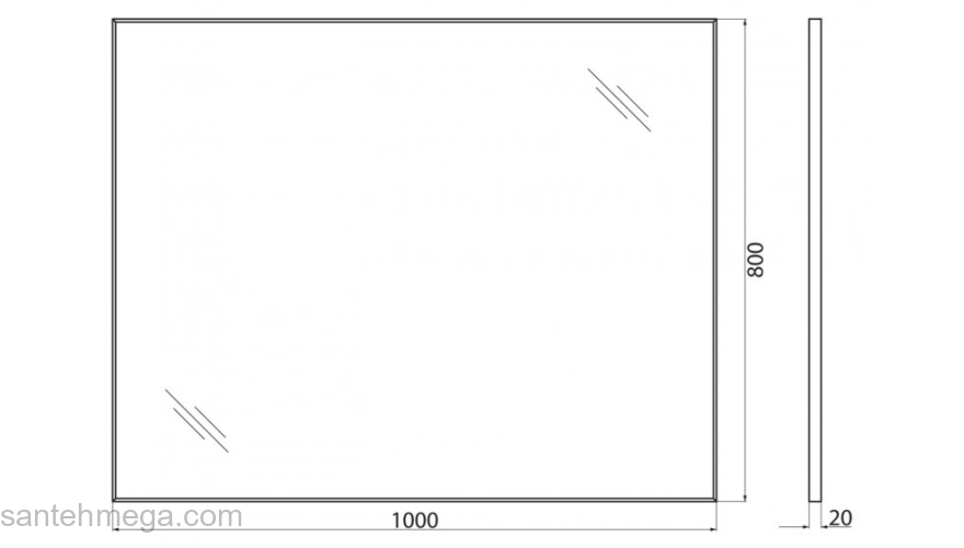 Зеркало в алюминиевой раме BELBAGNO SPC-AL-1000-800. Фото