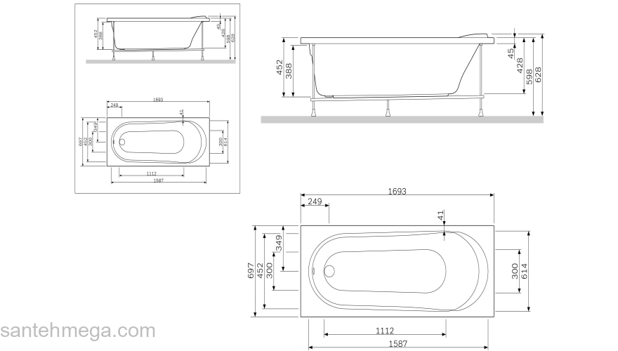 Декоративная фронтальная панель для ванн Joy/Spirit, 170х70 см AM.PM Joy W85A-170-070W-P. Фото