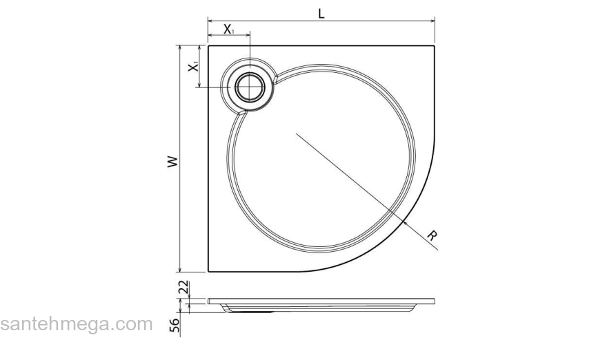 Душевой поддон из литьевого мрамора CEZARES TRAY-S-R-90-550-56-W. Фото