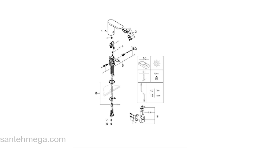 Смеситель для раковины GROHE 36451000 Bau Cosmopolitan E, хром. Фото