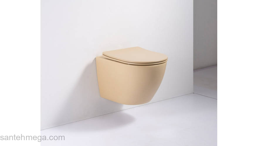 Чаша унитаза безободкового подвесного BELBAGNO Colorato Beige BB013CHR-H316. Фото