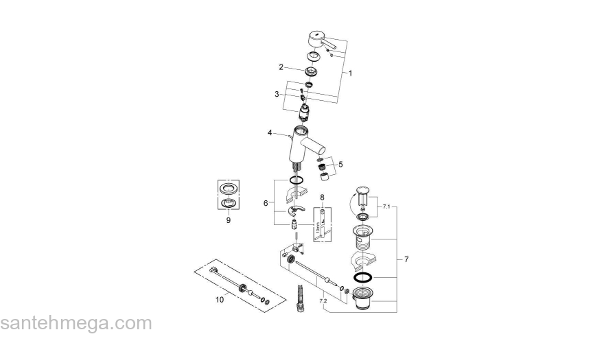 Смеситель для раковины GROHE 2338010e Concetto с донным клапаном и энергосберегающим картриджем, хром (2338010e). Фото