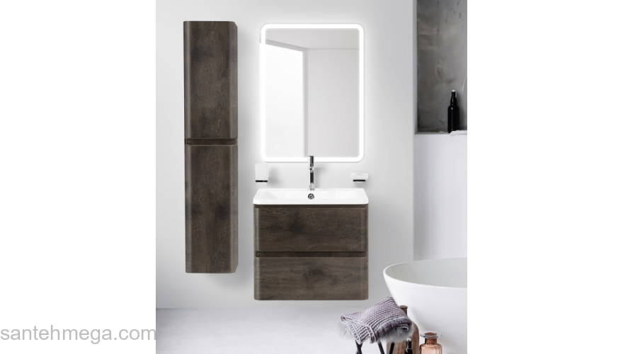 Тумба под раковину подвесная BELBAGNO ALBANO-700-2C-SO-RNG Rovere Nature Grigio. Фото