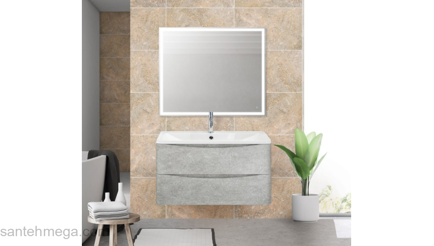 Тумба под раковину подвесная BELBAGNO ACQUA-900-2C-SO-CVG Cemento Verona Grigio. Фото