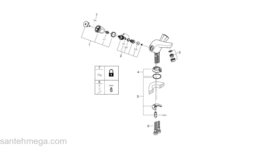 Смеситель для раковины GROHE Costa L 21100001. Фото