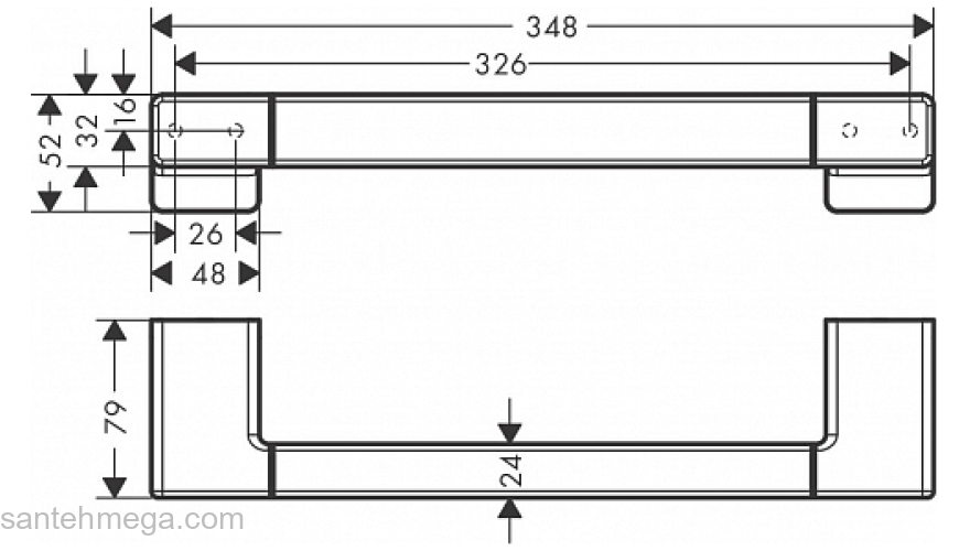 Поручень AddStoris Hansgrohe 41744000, хром для ванной комнаты. Фото