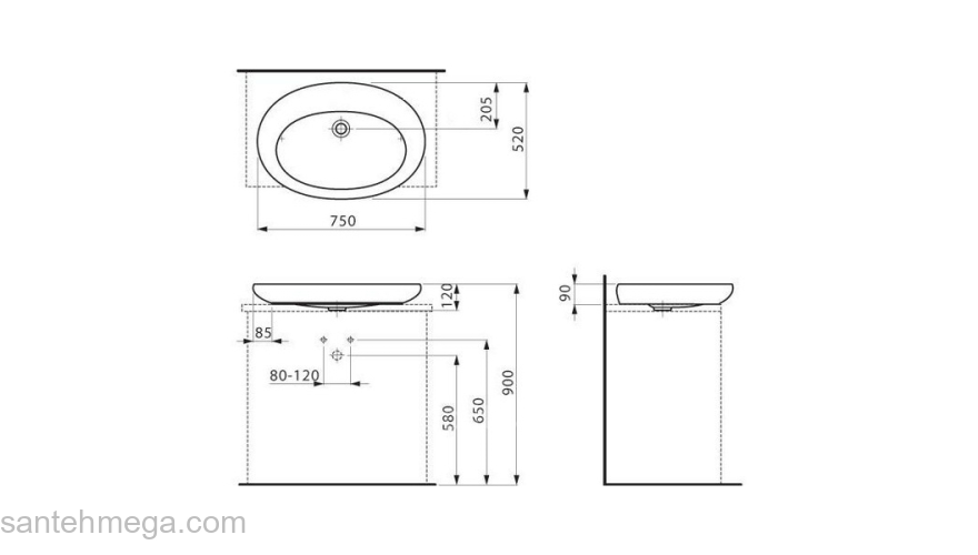 Раковина полувстраиваемая LAUFEN Alessi IL Bagno LCC 75x52 8.1897.2.400.104.1. Фото