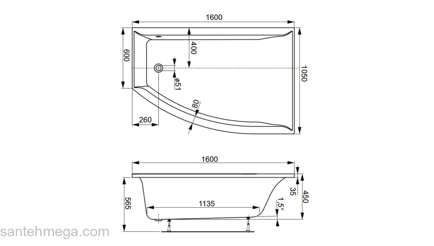 Акриловая ванна VAGNERPLAST VERONELA OFFSET 160 Right VPBA160VEA3PX-01. Фото