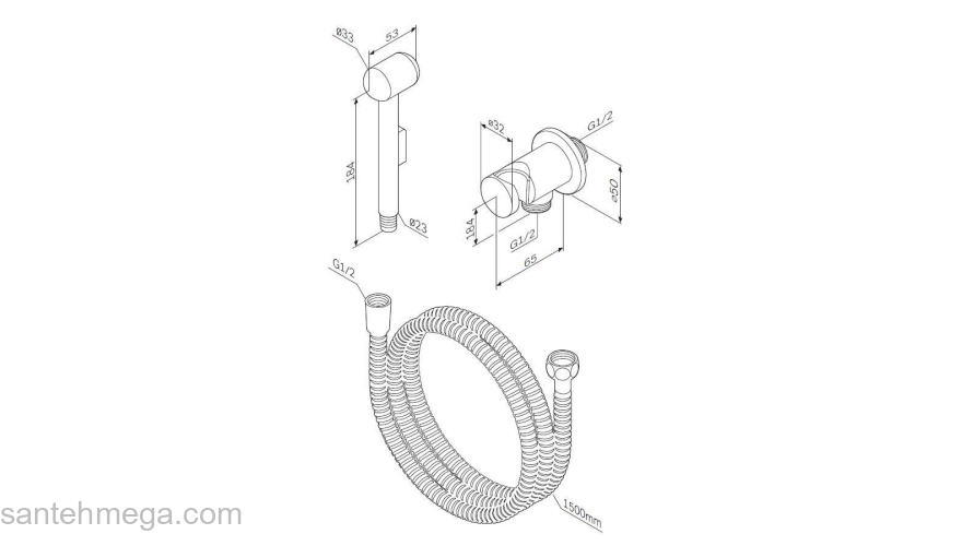 Гигиеническая лейка со шлангом и держателем AM.PM AM.PM F0202100. Фото