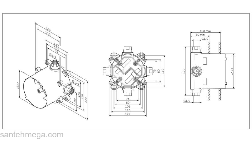 Универсальный базовый модуль MultiDock, монтируемый в стену AM.PM AM.PM F100100. Фото