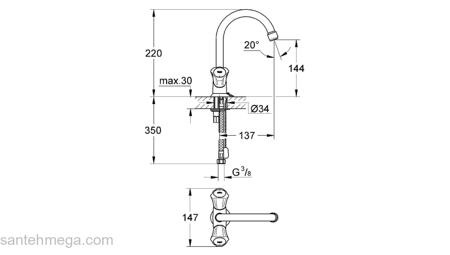 Смеситель для раковины GROHE Costa L 21374001. Фото