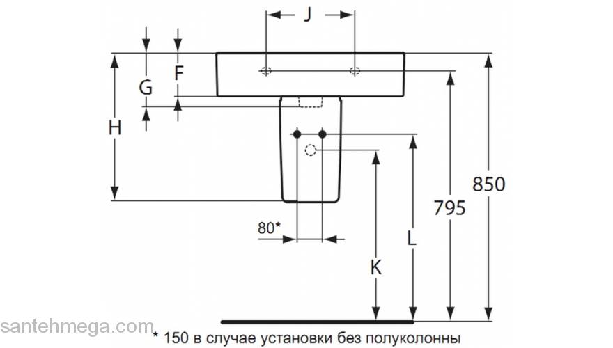 Полупьедестал для раковины IDEAL STANDARD Connect E797401. Фото