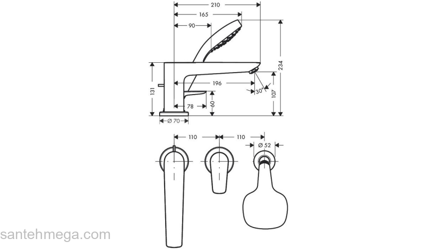 Смеситель для ванны Hansgrohe Talis E 71731000. Фото