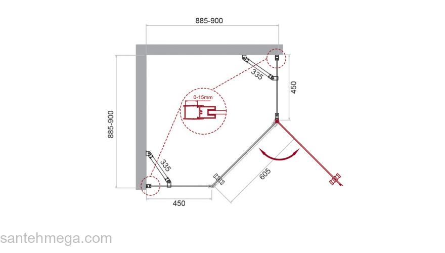 Душевой угол BELBAGNO ETNA-P-1-90-C-Cr. Фото