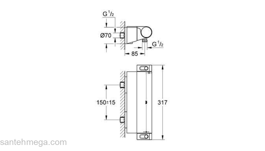 Термостат для душа GROHE Grohtherm 2000 NEW 34469001. Фото