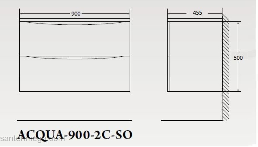 Тумба под раковину подвесная BELBAGNO ACQUA-900-2C-SO-CVG Cemento Verona Grigio. Фото