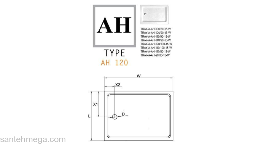 Душевой поддон акриловый CEZARES TRAY-A-AH-90/80-15-W. Фото