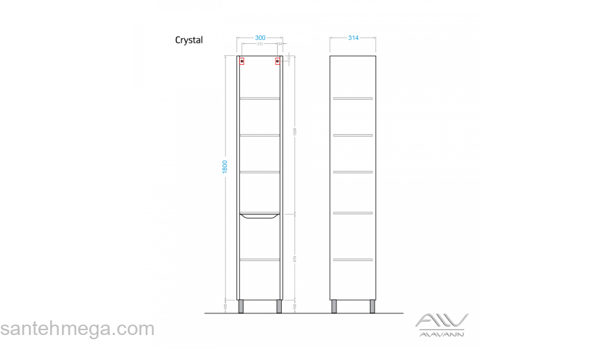 Шкаф-пенал ALAVANN Crystal 30. Фото