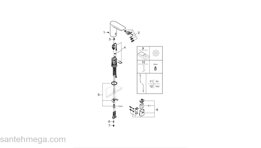 Смеситель для раковины GROHE 36452000 Bau Cosmopolitan E, хром. Фото