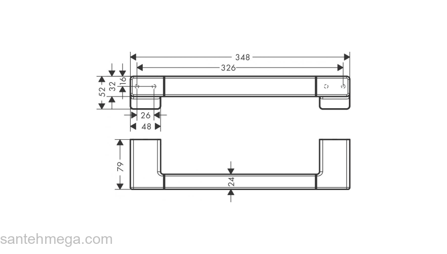 Поручень AddStoris Hansgrohe 41744340, шлифованный черный хром для ванной комнаты. Фото