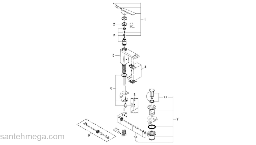 Смеситель для раковины GROHE Allure Brilliant 23029000. Фото