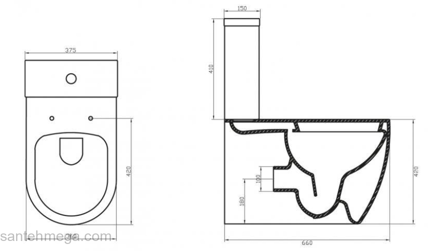 Чаша унитаза безободкового BELBAGNO Marino P-trap BB105CPR. Фото