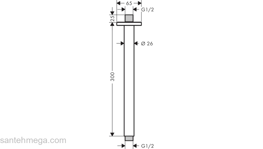 Потолочное подсоединение 300 мм Hansgrohe Vernis Shape 26407000 хром. Фото