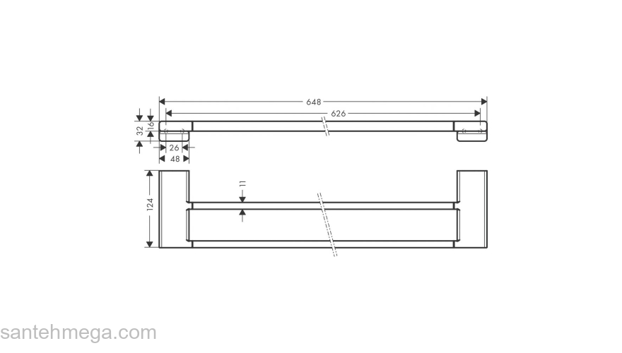 Двойной держатель полотенец AddStoris Hansgrohe 41743990, полированное золото для ванной комнаты. Фото