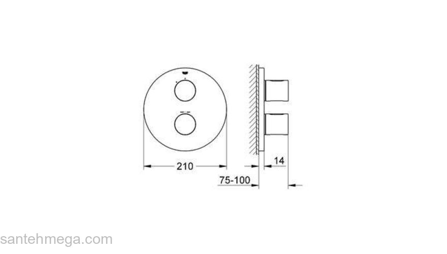 Термостат для душа GROHE Grohtherm Cosmopolitan 3000 19467000 (внешняя часть). Фото