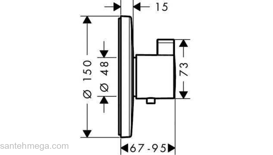 Термостат для душа Hansgrohe Ecostat S Highflow 15756000. Фото