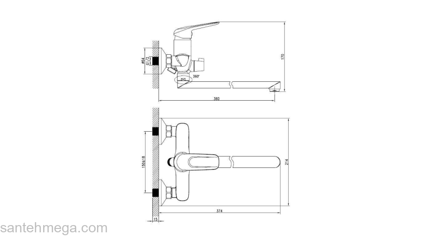Смеситель для ванны IDDIS Male MALSBL2i10. Фото