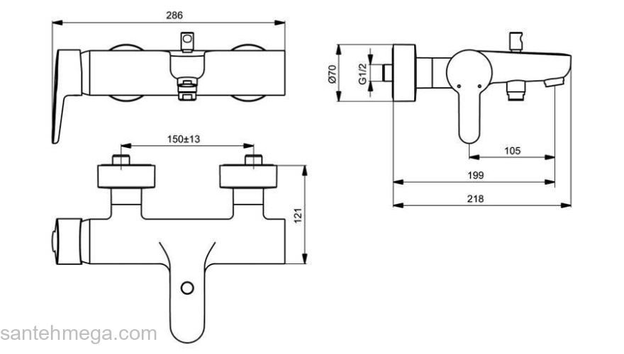 Смеситель для ванны IDEAL STANDARD Connect B9921AA. Фото