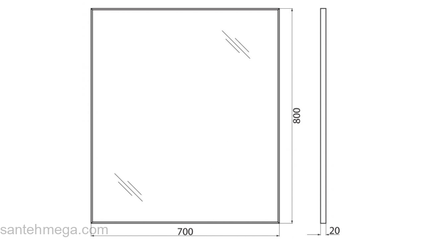 Зеркало в алюминиевой раме BELBAGNO PC-AL-700-800. Фото