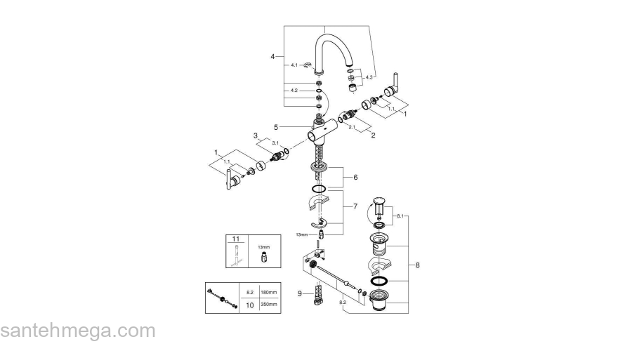 Смеситель для раковины GROHE Atrio Jota 21022000. Фото