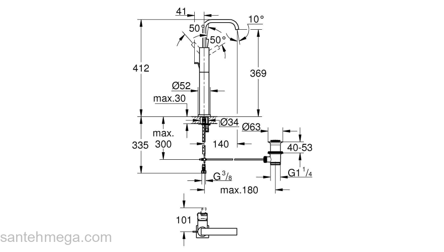 Смеситель для раковины Grohe Allure 32249000. Фото