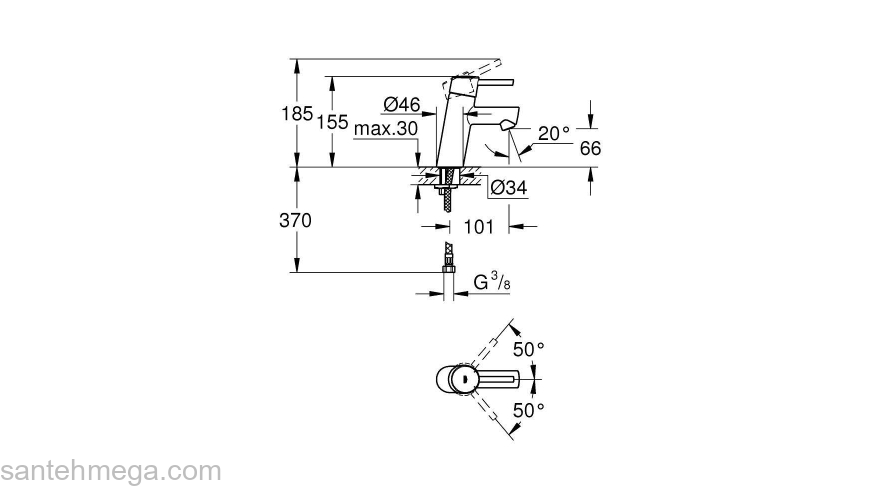 Смеситель для раковины GROHE Concetto 3224010E. Фото