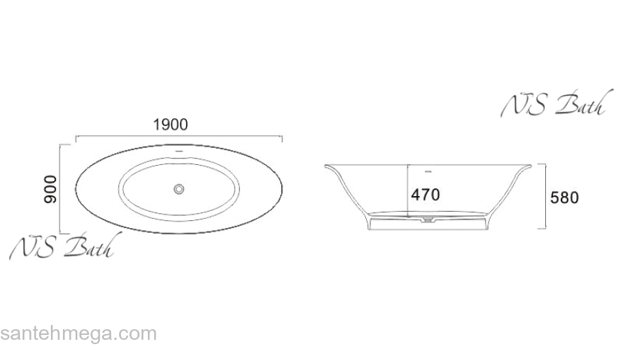 Ванна из литьевого мрамора NS BATH NSB-19900. Фото