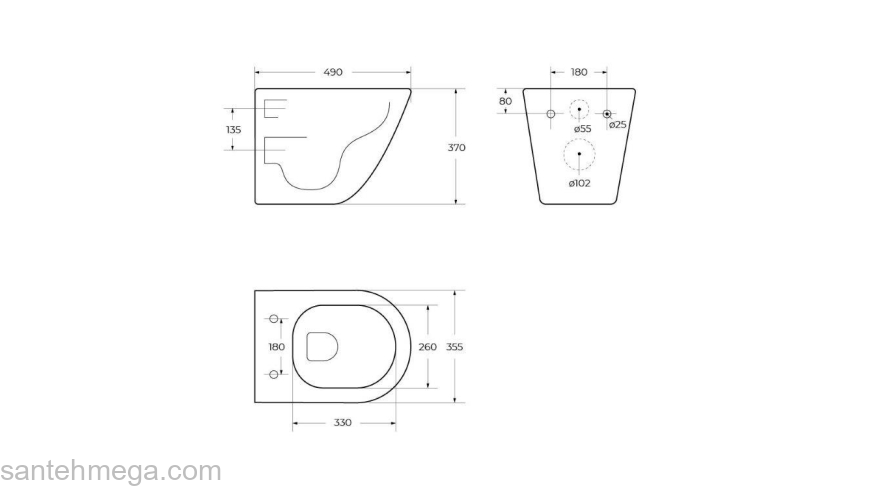 Чаша унитаза безободкового подвесного BELBAGNO Sfera-R BB046CHR. Фото