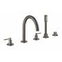 GROHE 19922AL3 Atrio New Комлект для ванны на 5 отверстий (смеситель двухвентильный, круглый излив, рукоятки-рычаги,  ручной душ, переключатель), Графит. Фото