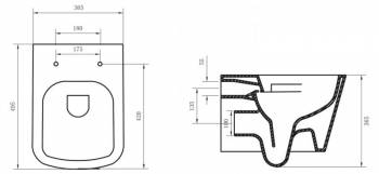 Чаша подвесного унитаза с креплением BELBAGNO Albano BB120CH. Фото