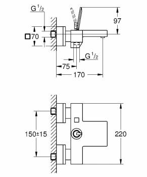 GROHE 23666000 Eurocube Joy Смеситель для ванны. Фото