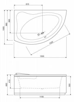 Ванна акриловая CEZARES Tebe 150x100. Фото