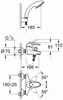 Смеситель для ванны GROHE Eurodisc Сosmopolitan 33395002. Фото