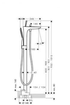 Смеситель для ванны напольный HANSGROHE PuraVida 15473400. Фото