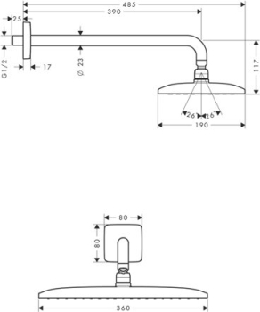 Верхний душ Hansgrohe Raindance E 360Air 1jet 27376000. Фото