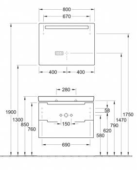 Тумба под раковину Villeroy&Boch SUBWAY 2.0 A696 00FQ. Фото