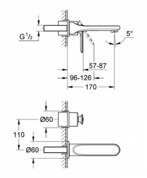 Смеситель для раковины GROHE Veris 19342KS0 (внешняя часть). Фото