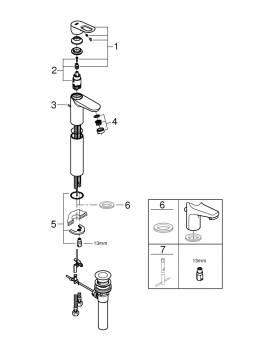 GROHE 32856000 BauLoop Смеситель однорычажный для свободностоящих раковин. Фото