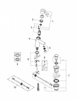 Смеситель для раковины GROHE 2338010e Concetto с донным клапаном и энергосберегающим картриджем, хром (2338010e). Фото