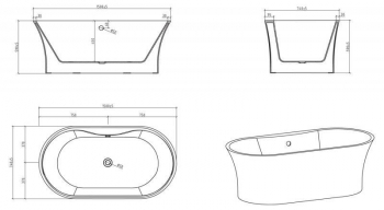 Ванна акриловая отдельностоящая BELBAGNO BB201-1500-800. Фото